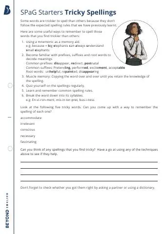 First page of Tricky Spellings