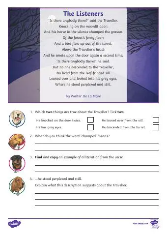 First page of Poetry reading mat – The Listeners