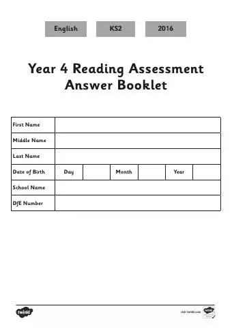 First page of Answer booklet (questions)