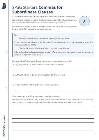 First page of Commas for Subordinate Clauses